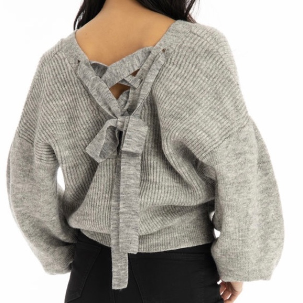 Knitizen bow-tie button up sweater - Picture 2 of 4